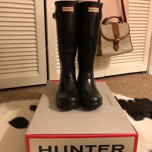 Tall Black Gloss Hunter Rainboots